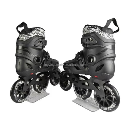 2025 Jingying Custom Factory 3 Wheels Inline Adjustable Slalom Roller Skates CNC Aluminum Frame Freestyle Roller Skating Shoes