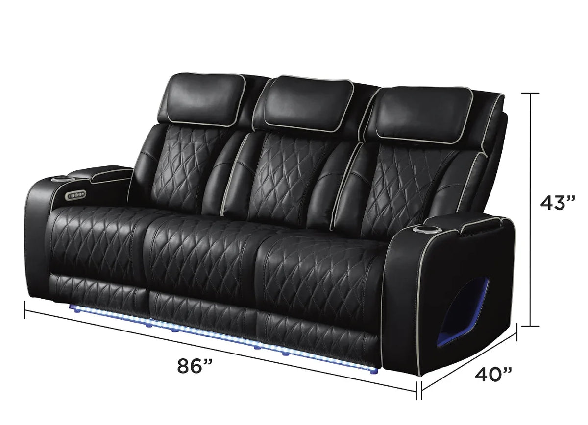 Modern Style Upholstery Recliner 2PC Livingroom  Made with Wood & Massage Function Included-Black