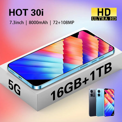 New Design Smartphone 7.2 Inch with  Large Memory Smartphone Mobile Phone with 4G/5G Dual Sim Card