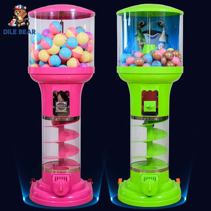 Cyclone Vending Machine Helical Gumball Dispenser Shatterproof Globe for Children Play Areas Indoor Parks Event Rentals