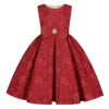 Kids 2-14 Years Birthday Party Flower-Girls Wedding Gown Children Graduation Evening O-Neck Embroidery Crystal Bow Princess