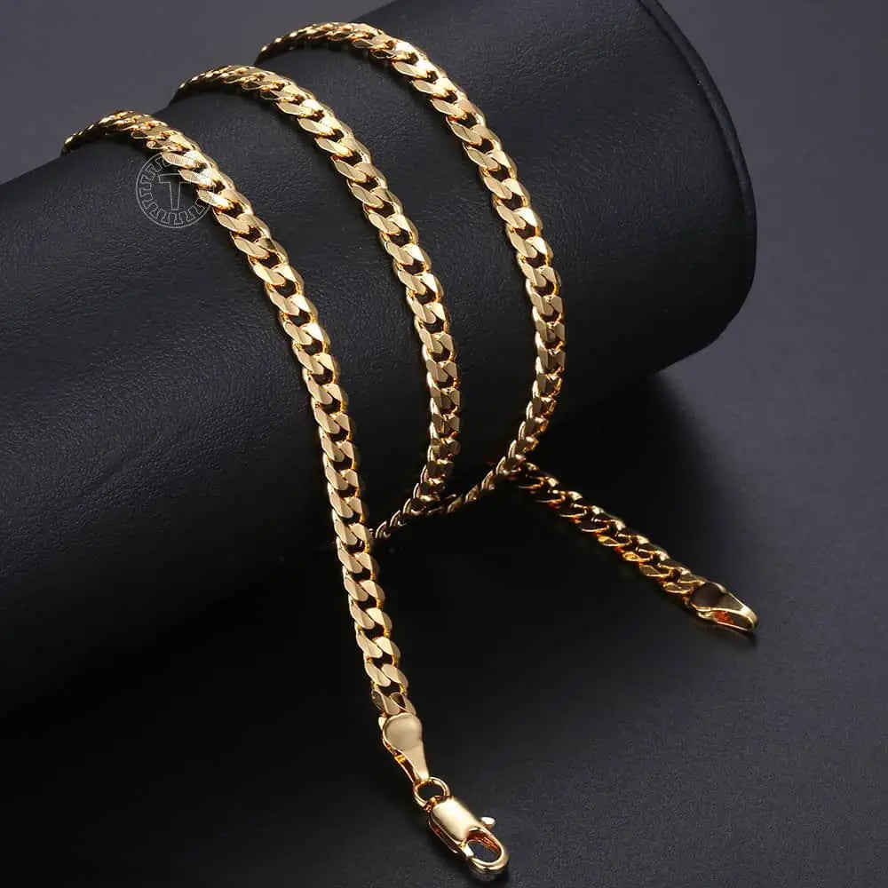 Men's Cuban Link Chain Necklace Gold Color Stainless Steel Chain Necklace Gift for Men Hiphop Jewelry 4.5mm 50cm 60cm