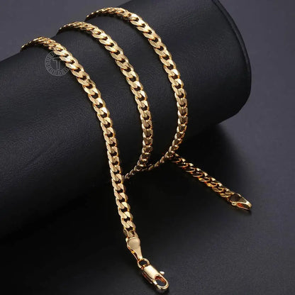 Men's Cuban Link Chain Necklace Gold Color Stainless Steel Chain Necklace Gift for Men Hiphop Jewelry 4.5mm 50cm 60cm