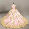 Retro Palace Princess Dress for Kids Formal Ball Gown with Tail Lace for Birthday Performance or Wedding for Children