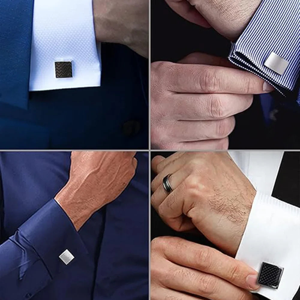 New Black Silver Alloy Geometric Square Cufflinks Elite Handsome Charming Men Jewelry Accessories