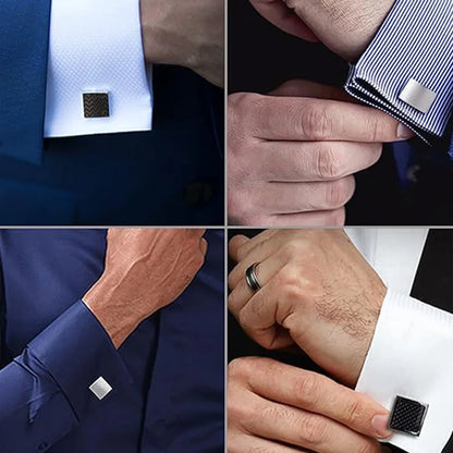 New Black Silver Alloy Geometric Square Cufflinks Elite Handsome Charming Men Jewelry Accessories