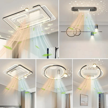 Modern Ceiling Fan Light Smart Bladeless Acrylic Ceiling Fan with Light for Home Led Fan Lamp for Indoor Bedroom Livingroom