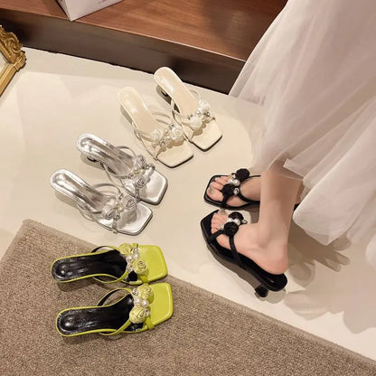 Women Open Toe High Heel Sandals 2026 Spring Korean Style Square Toe Cup Heel Elegant Versatile Office Party Footwear