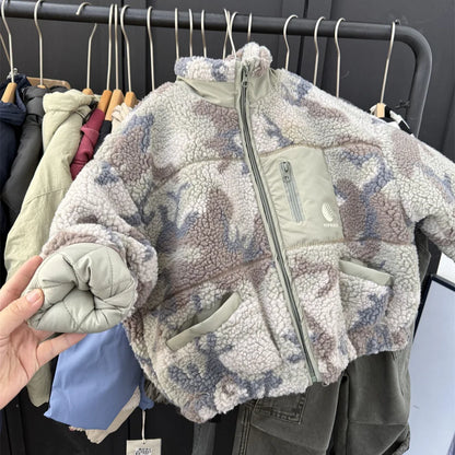 Wholesale New Girls Boys Coat Cardigan Children Long Sleeve Camouflage Zipper Outwear for Winter