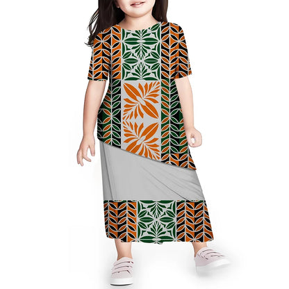 Personal Customized Baby Girls Dress Hawaii Samoa Polynesian Toddler Kids Clothing Puletasi O-neck Party Dresses for Children