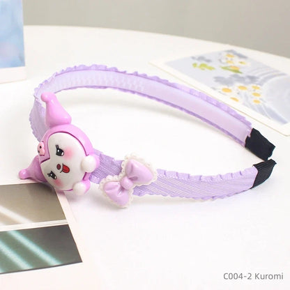 Children Cute Colors Printed Lattice Stripes Hairband Girls Lovely Headband Cartoon Kids Hair Accessories