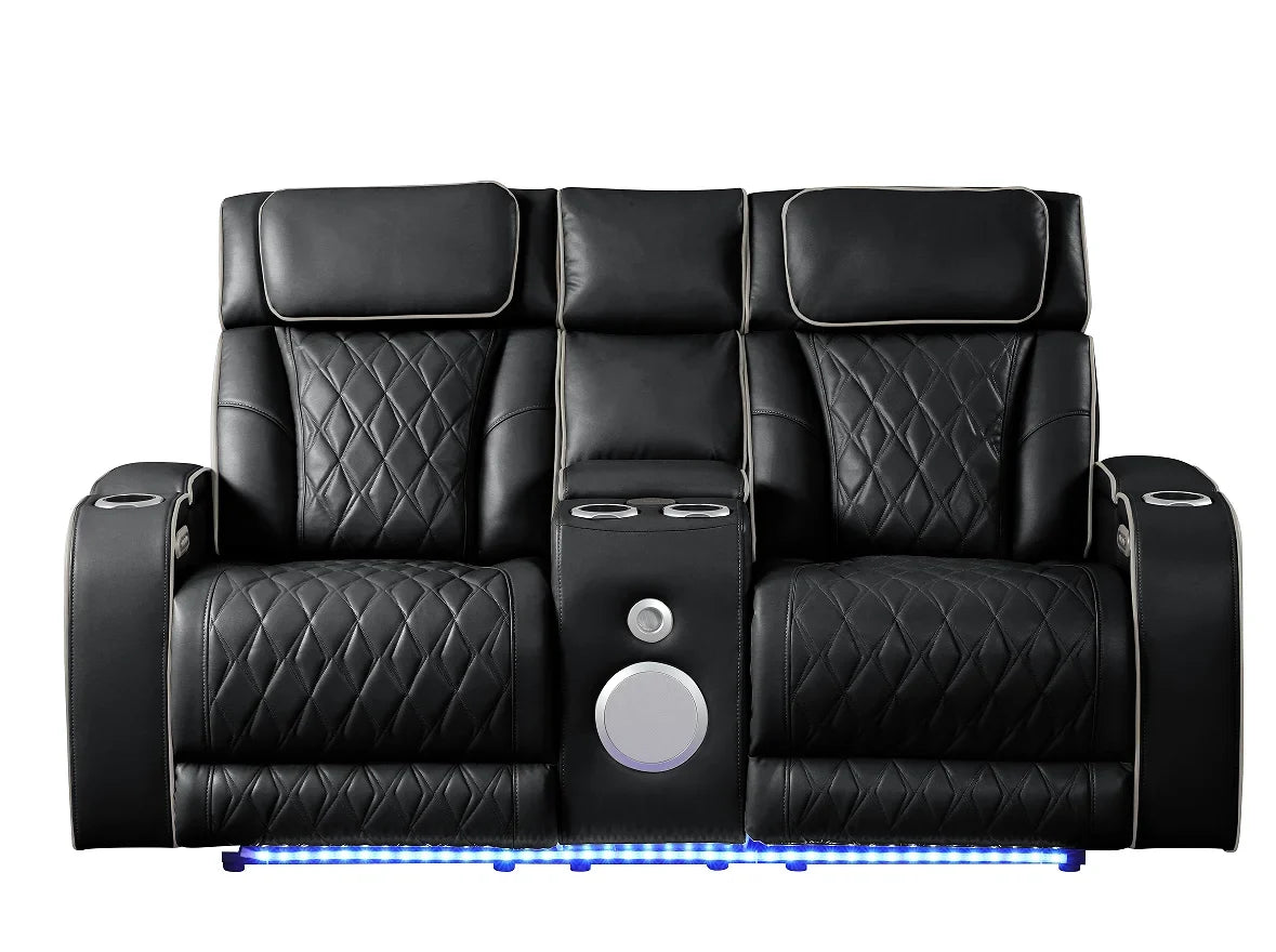 Modern Style Upholstery Recliner 2PC Livingroom  Made with Wood & Massage Function Included-Black