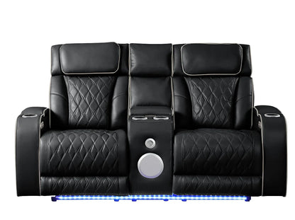 Modern Style Upholstery Recliner 2PC Livingroom  Made with Wood & Massage Function Included-Black