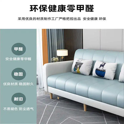 Modern Dual-Use Fabric Latex Sofa Bed Small House Foldable Three-Person Living Room Furniture for Simple Modern House
