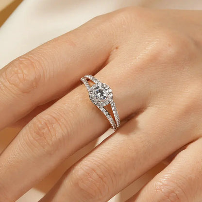 Free Shipping Wholesale Ring 14K Gold Filled Fashion Zircon Fork Ring Women Luxury Engagement Jewelry Ring Accessories Gifts