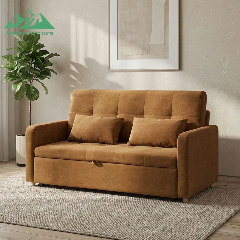 Wayon Modern Velvet Pull-out Sofa Bed Convertible Loveseat Sleeper with Storage Pocket for Small Living Room