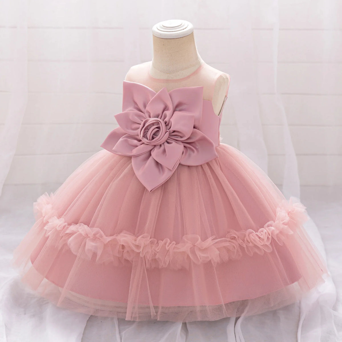 MQATZ Girls Formal Evening Dress with Floral Pattern O-Neck Kids Party Wedding Birthday Dress for Summer for Children L2309XZ