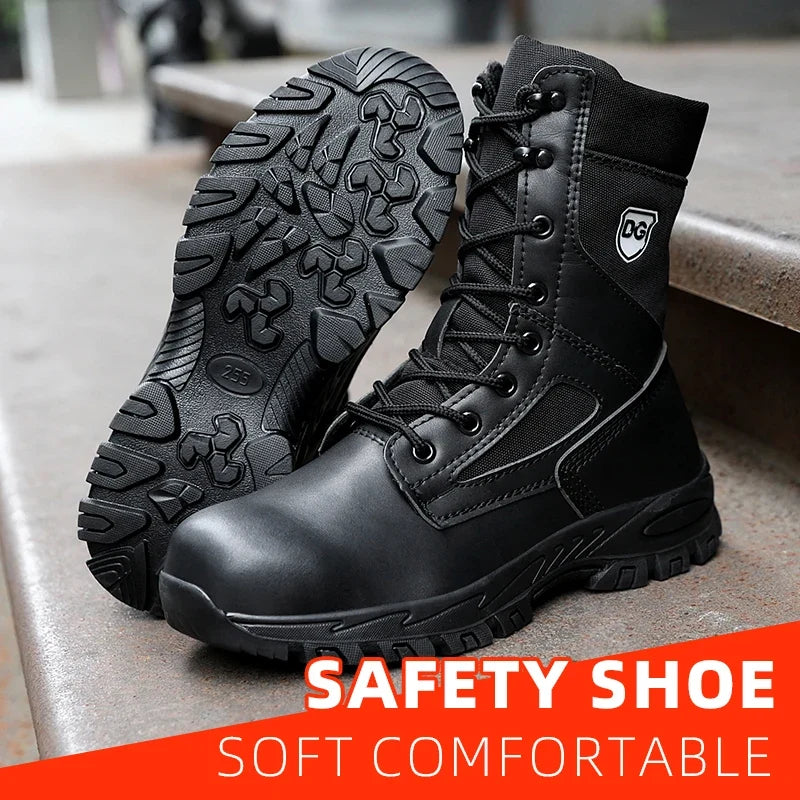 Men's Steel Toe Safety Boots, Microfiber Upper PU Sole, Comfortable Breathable Wear-resistant Working Boots for Men