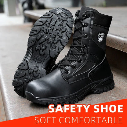 Men's Steel Toe Safety Boots, Microfiber Upper PU Sole, Comfortable Breathable Wear-resistant Working Boots for Men