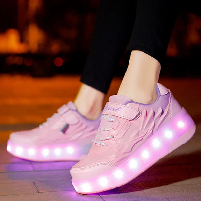 Customizable Outdoor Boys and Adults Flashing PU Wheel Roller Inline Skate Shoes Boots for Kids Quad Adult Children Four Wheels