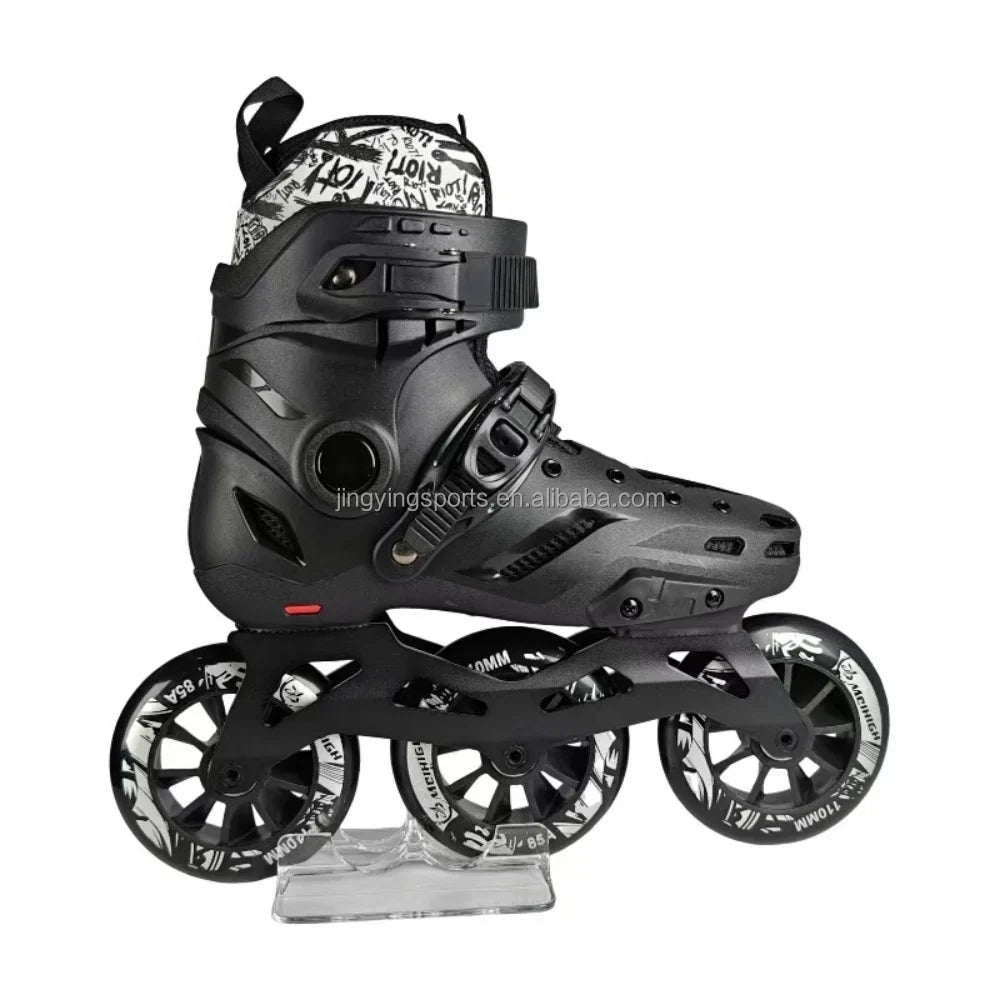 2025 Jingying Custom Factory 3 Wheels Inline Adjustable Slalom Roller Skates CNC Aluminum Frame Freestyle Roller Skating Shoes
