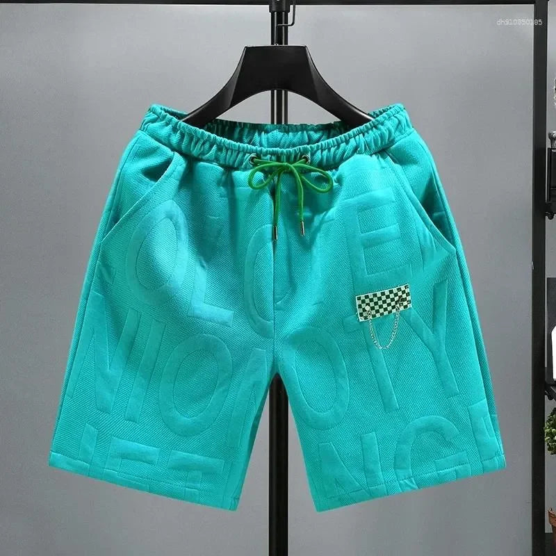 Men's Shorts Letters Fashion Knitted Men Comfortable Elastic Waist Clothing Male Breathable Short Trousers