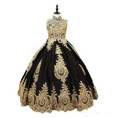 Retro Palace Princess Dress for Kids Formal Ball Gown with Tail Lace for Birthday Performance or Wedding for Children