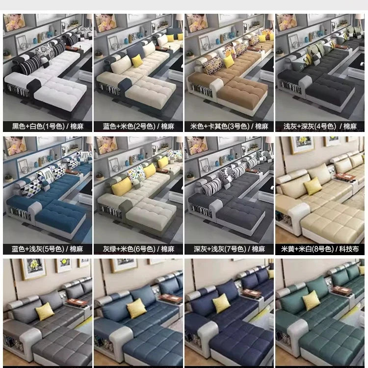 Living Room Fabric Sofa Modern Minimalist Home Corner Sofa Furniture Combination Nordic Solid Frame Fabric Sofa