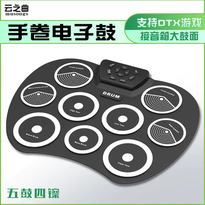 Hand Roll Electronic Drum Kit Double Layer Carbon Fiber Desktop G801 Silicone Support DTX Game Portable USB Pedal Children
