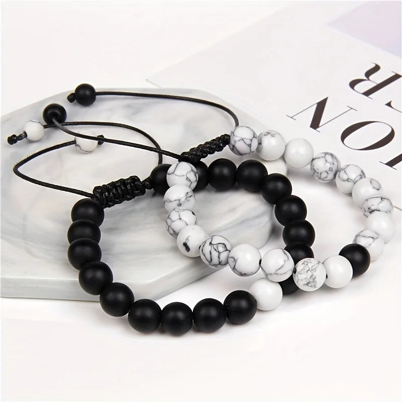 2 Pieces Couple Retro Fashionable Adjustable Beaded Jewelry Accessories for Men, Retro Style