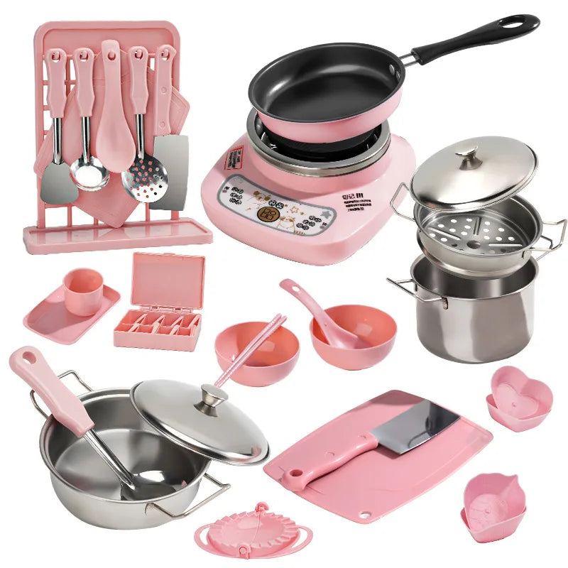 Children Cook Role Play Play House Toy Mini Real Potable Kitchen Appliance Kitchen Toy Set Play Toy Gifts for Children