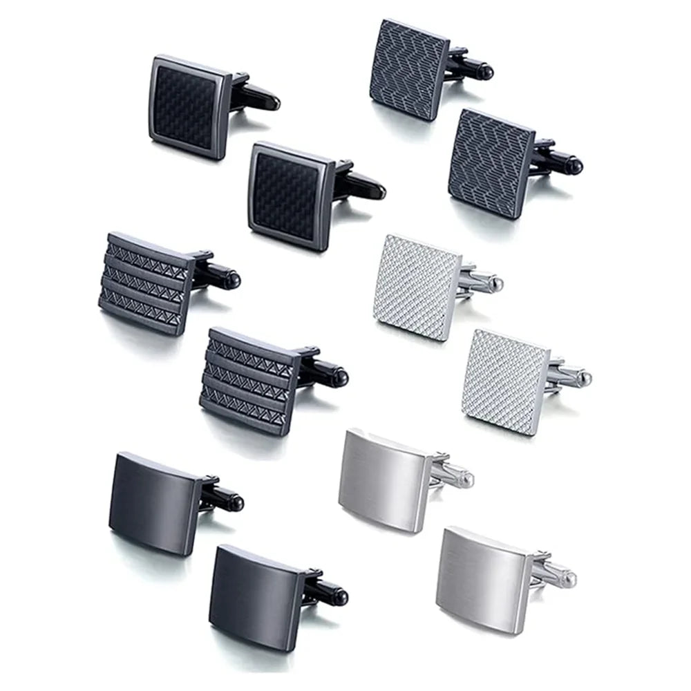New Black Silver Alloy Geometric Square Cufflinks Elite Handsome Charming Men Jewelry Accessories