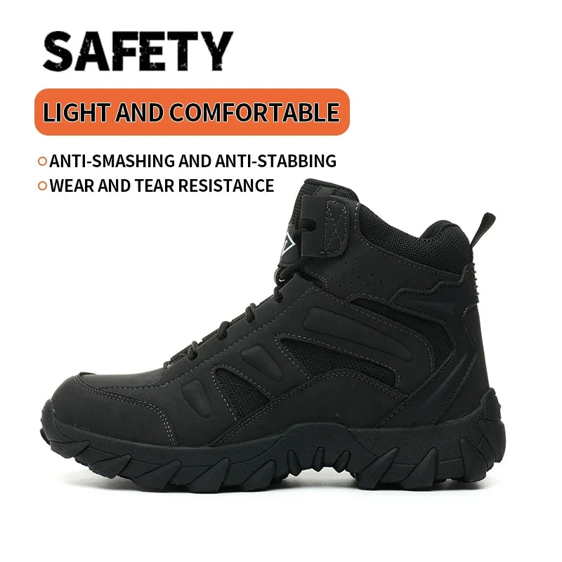 Men's Steel Toe Safety Shoes, Microfiber Upper Rubber Sole, Anti-slip Wear-resistant Breathable Working Shoes for Men