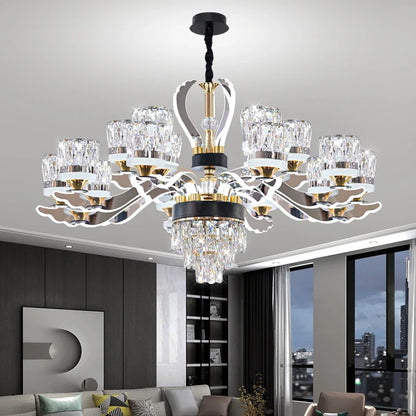 Modern Classic Luxury Villa Banquet Crystal Chandelier Pendant Lamp Chandeliers for Livingroom Dining Adjustable Height