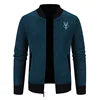Custom Logo Design Winter Cashmere Knit Cardigan Coat Embroidery Men'S Zipper Slim-Fit Cotton Male Men Jacket Knitted Sweater
