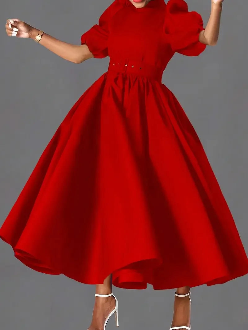 Women Fashion Clothing Ladies Elegant Office Dresses Waist Cinching Casual Loose Plus Size Dress