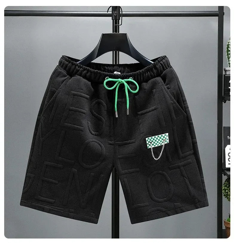 Men's Shorts Letters Fashion Knitted Men Comfortable Elastic Waist Clothing Male Breathable Short Trousers