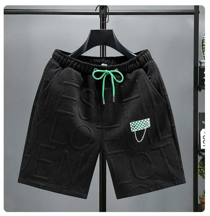 Men's Shorts Letters Fashion Knitted Men Comfortable Elastic Waist Clothing Male Breathable Short Trousers