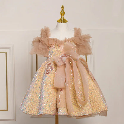 High-end Trailing Kids Night Dress for Child Party Graceful Embroidered Big Girl Dresses for Evening Banquet 2-12 Years Old