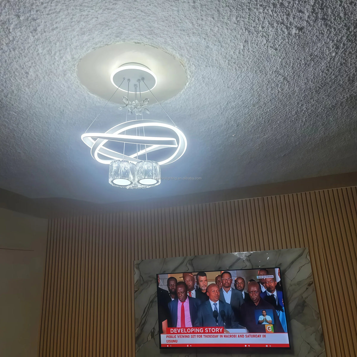 Modern Crystal Light Luxury Remote Chandeliers Home LED Advanced Sense Livingroom Lamp 120W 165-220V 3CCT Pendants Lighting 2026