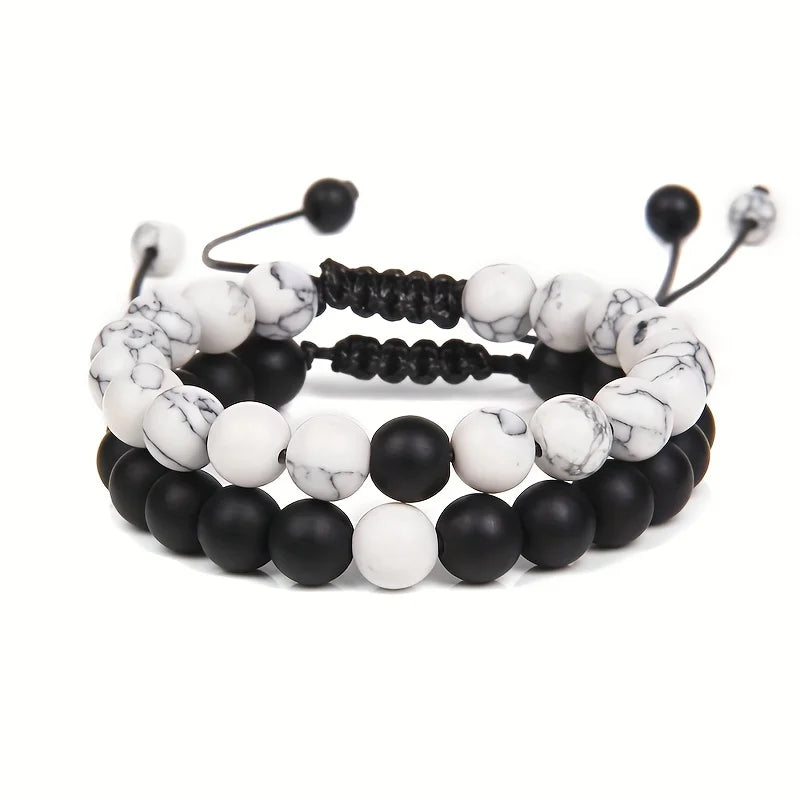 2 Pieces Couple Retro Fashionable Adjustable Beaded Jewelry Accessories for Men, Retro Style