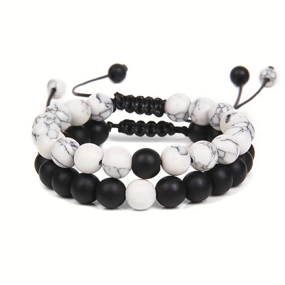2 Pieces Couple Retro Fashionable Adjustable Beaded Jewelry Accessories for Men, Retro Style