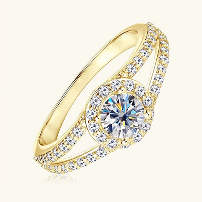 Free Shipping Wholesale Ring 14K Gold Filled Fashion Zircon Fork Ring Women Luxury Engagement Jewelry Ring Accessories Gifts
