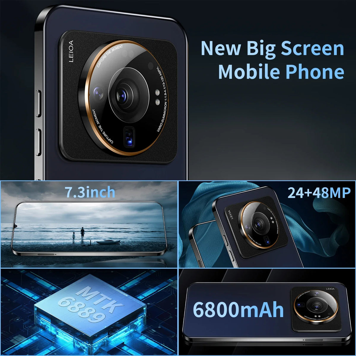 High Quality Mobile Phone Big Screen Android OEM Cheap Smart Face and Fingerprint Phone Mobile M12S