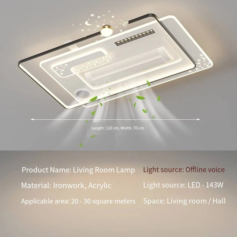 Modern Ceiling Fan Light Smart Bladeless Acrylic Ceiling Fan with Light for Home Led Fan Lamp for Indoor Bedroom Livingroom