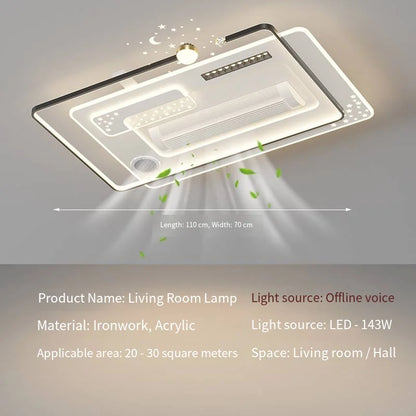 Modern Ceiling Fan Light Smart Bladeless Acrylic Ceiling Fan with Light for Home Led Fan Lamp for Indoor Bedroom Livingroom