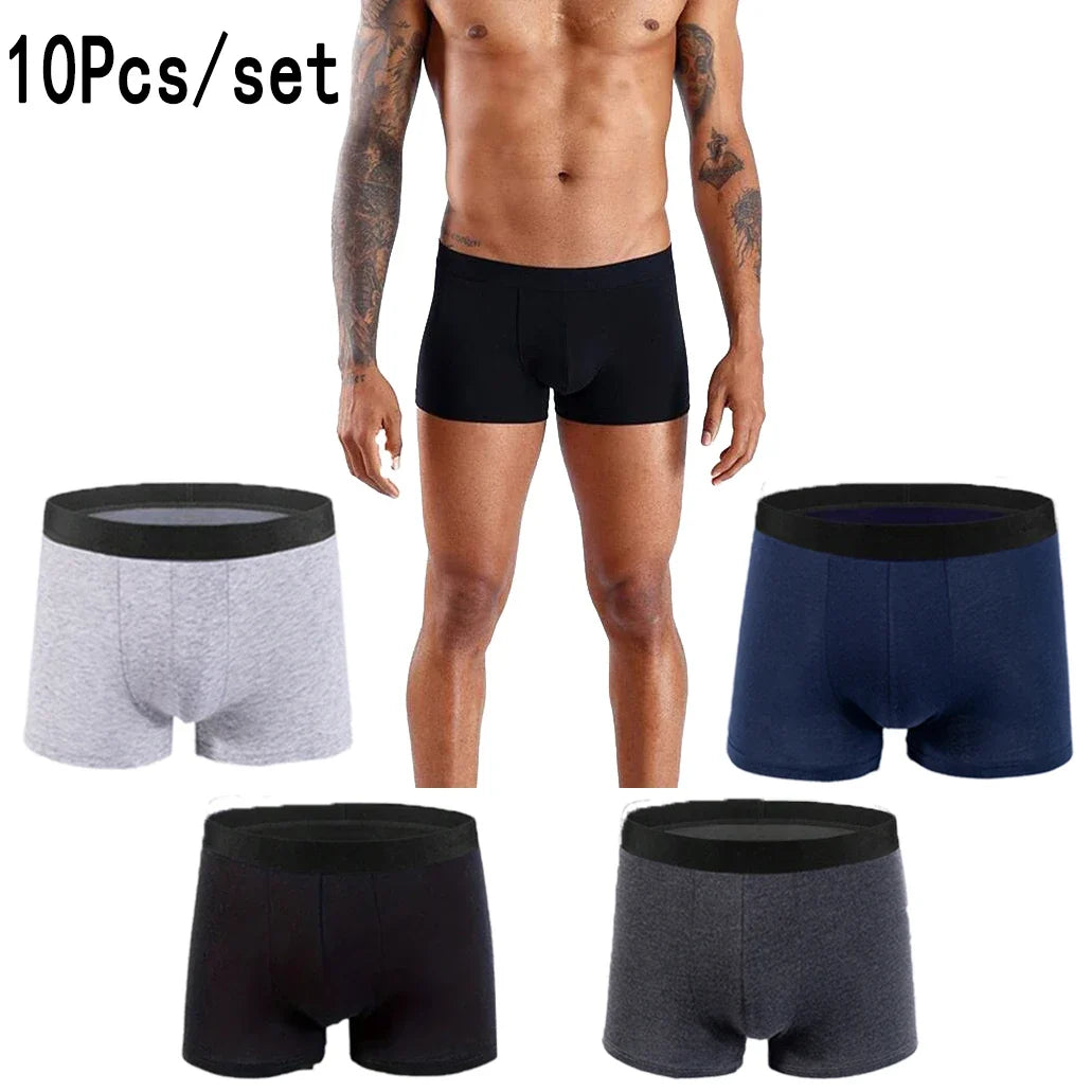 10PCS Clean Color Men's Boxer Shorts for Teenagers, Children, Men and Women, Daily Wear Underwear