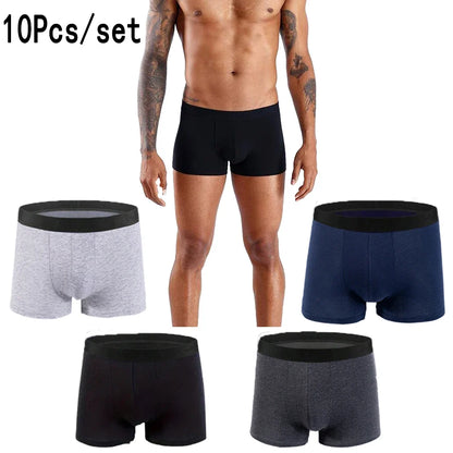 10PCS Clean Color Men's Boxer Shorts for Teenagers, Children, Men and Women, Daily Wear Underwear