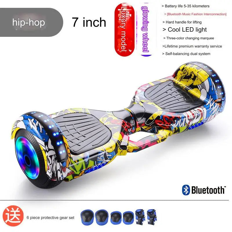 Hot Sale 2021 6.5inch Electric Hoverboard with LED Lights Balance Wheel 8.5inch China A8 300w 36v Double Wheel Hover Scooter