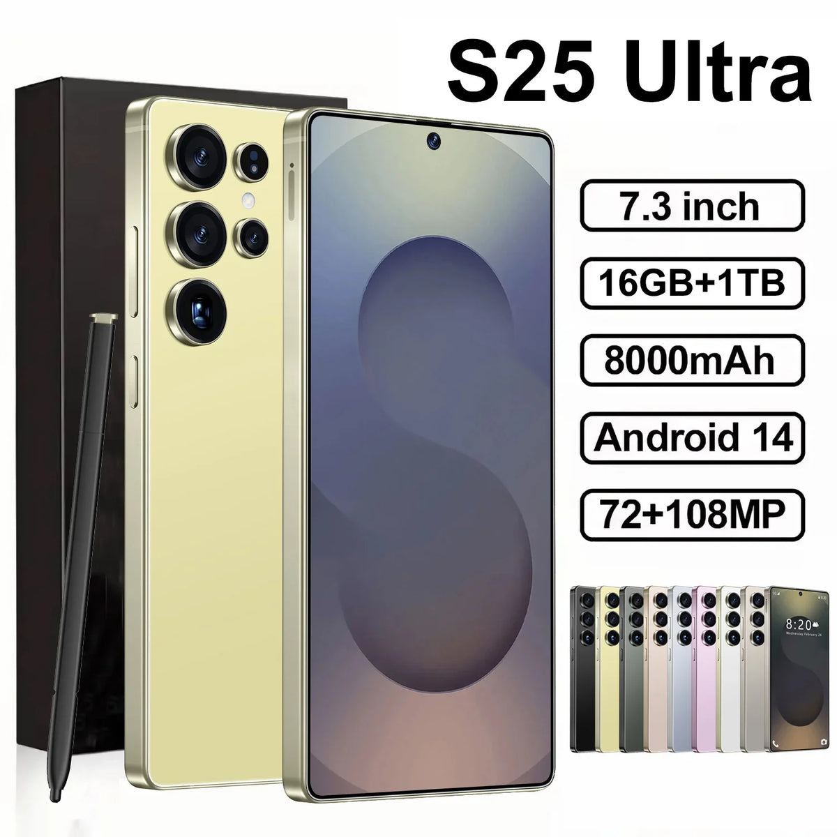 S25 ULTRA 5G Smartphone Top Selling 7.3 Inch HD 4K Screen 108MP Rear Camera French Operating Language Support Compatible CDMA